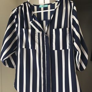 Navy blue/cream striped sailor blouse